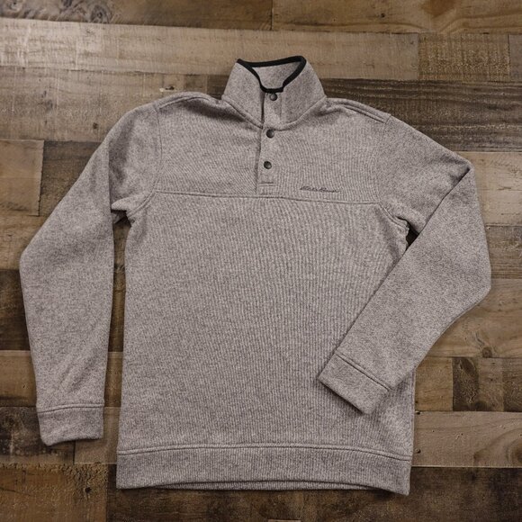 Eddie Bauer Radiator Fleece Snap Mock Pullover Men's Medium Gray Heather - Picture 1 of 10